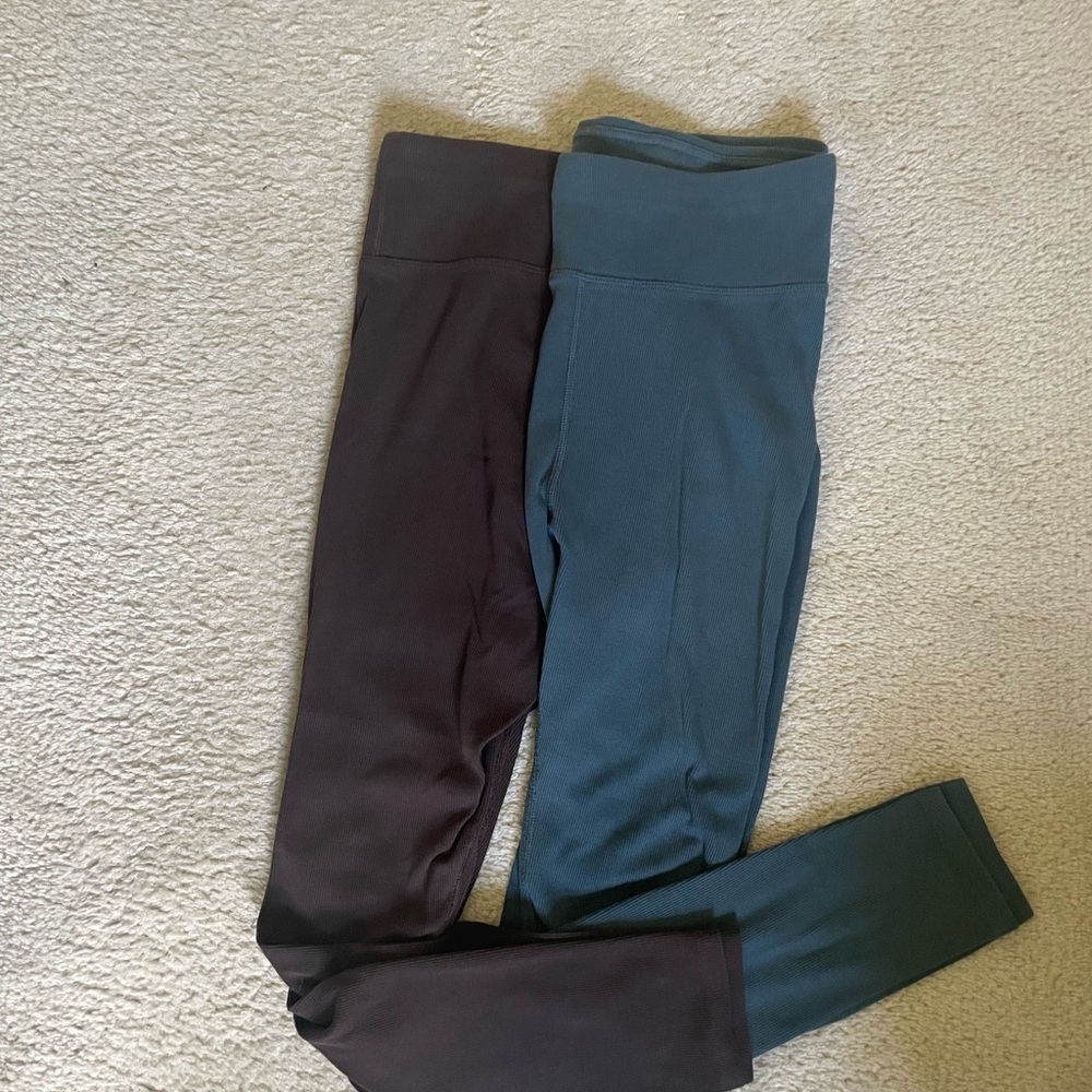 PACT XL bundle - women’s organic cotton ribbed leggings in chocolate & teal